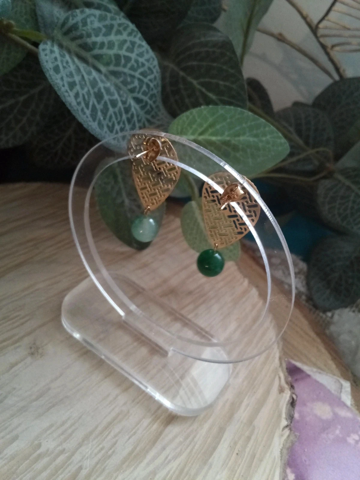 Boucles d'oreilles en  pierre de jade naturelle – photo 5